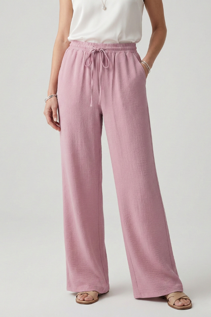 Damen Freizeit-Palazzohose mit Kordelzugbund und Seitentaschen