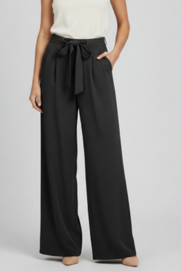 Damen Palazzo-Hose Wide-Leg mit Kordelzugbund
