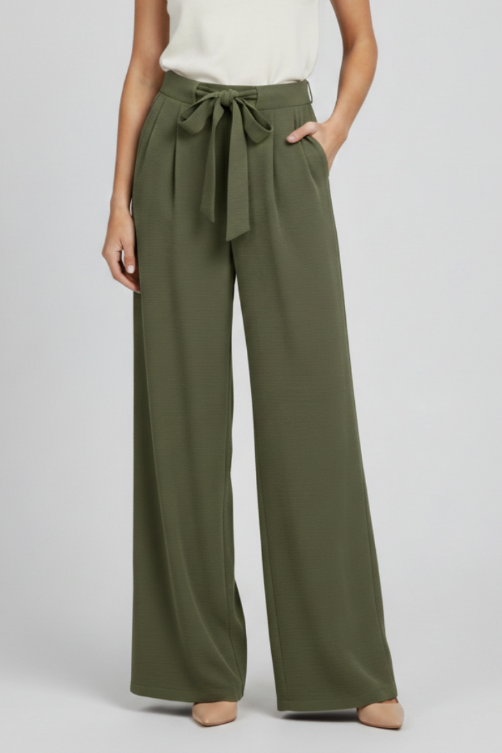 Damen Palazzo-Hose Wide-Leg mit Kordelzugbund