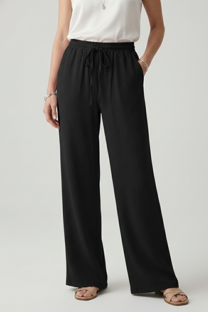 Damen Freizeit-Palazzohose mit Kordelzugbund und Seitentaschen
