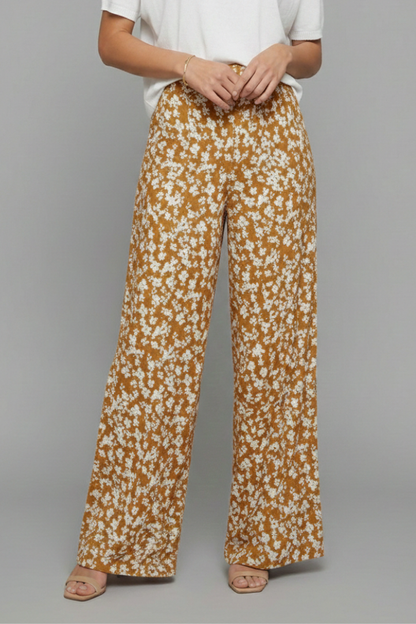 Damen Palazzo-Hose Blumenmuster Weite Beine