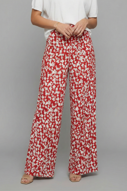 Damen Palazzo-Hose Blumenmuster Weite Beine