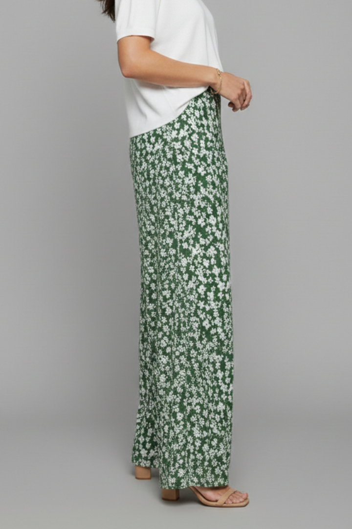 Damen Palazzo-Hose Blumenmuster Weite Beine