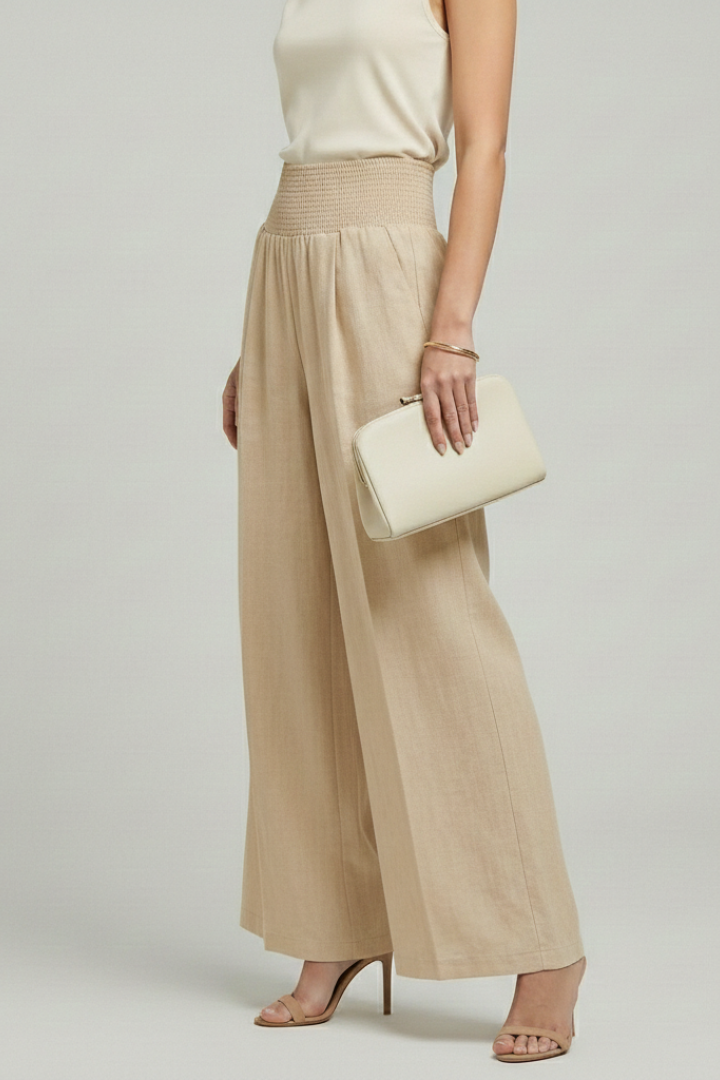 Damen Palazzohose Hohe Taille Falten