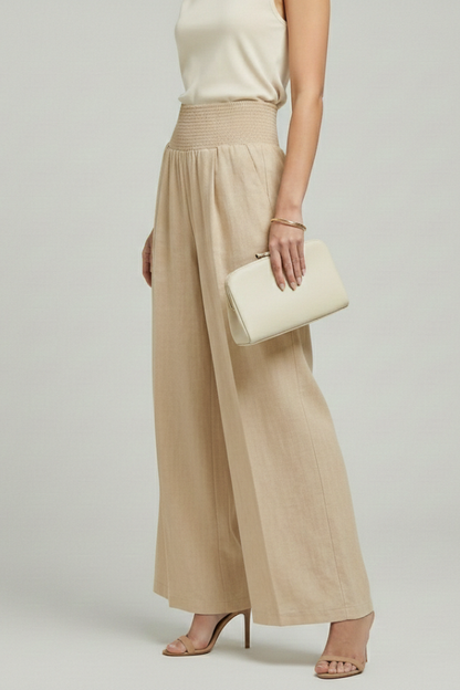 Damen Palazzohose Hohe Taille Falten