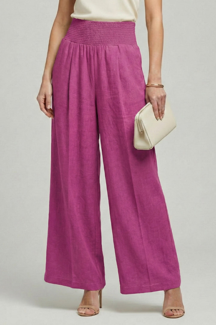 Damen Palazzohose Hohe Taille Falten