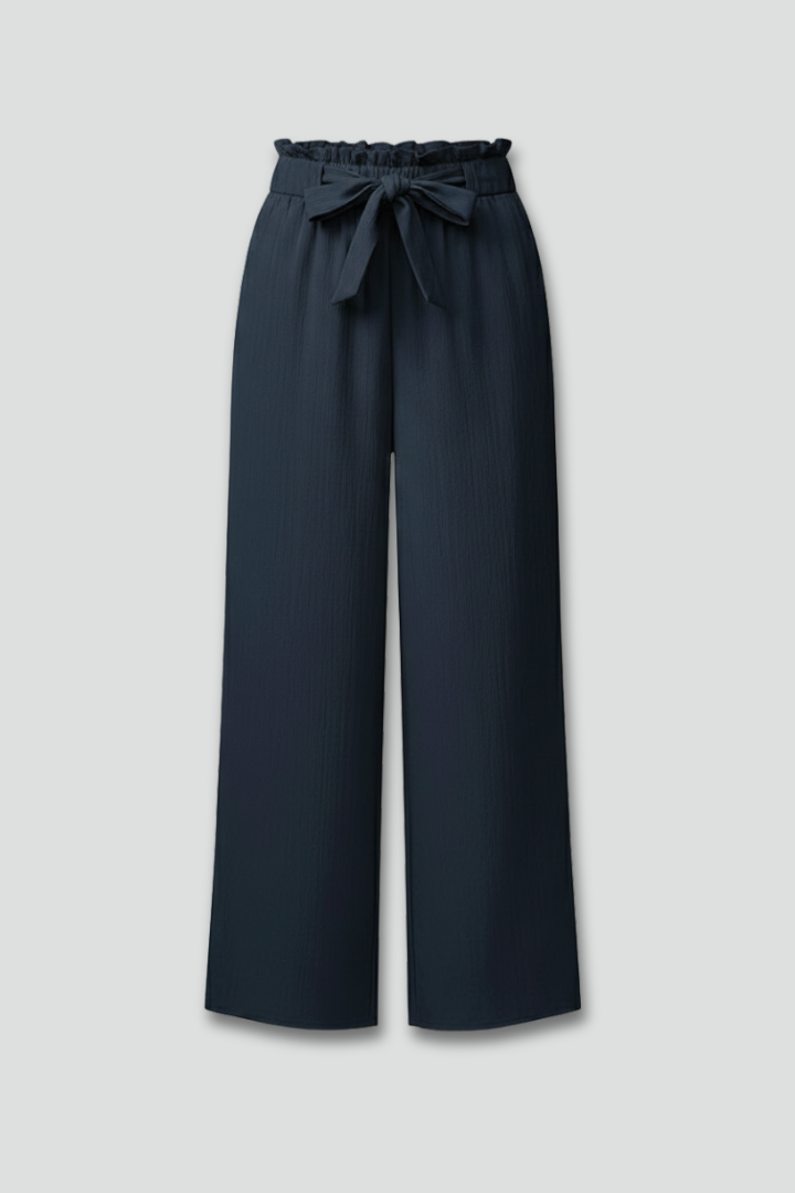 Damen Palazzohose Weite Beine Bindegürtel - Eveloria