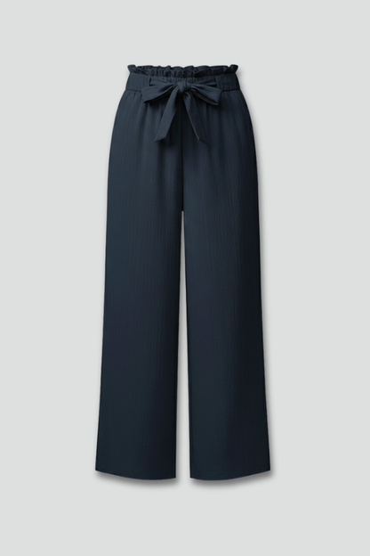 Damen Palazzohose Weite Beine Bindegürtel - Eveloria