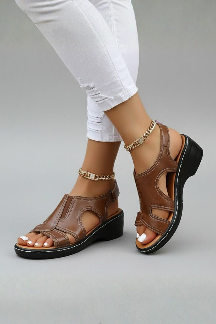 Damen Plateausandalen Offene Spitze Cut-Outs