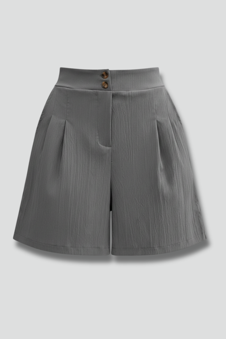 Damen Highwaist Shorts Weites Bein Schwarz - Eveloria
