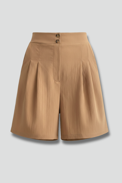 Isabella Damen High-Waist Shorts Falten Maßschnitt Schwarz - Eveloria