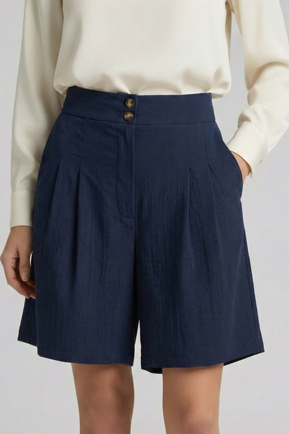 Isabella Damen High-Waist Shorts Falten Maßschnitt