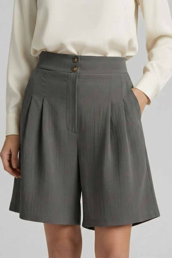 Isabella Damen High-Waist Shorts Falten Maßschnitt