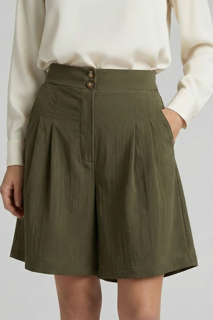 Isabella Damen High-Waist Shorts Falten Maßschnitt
