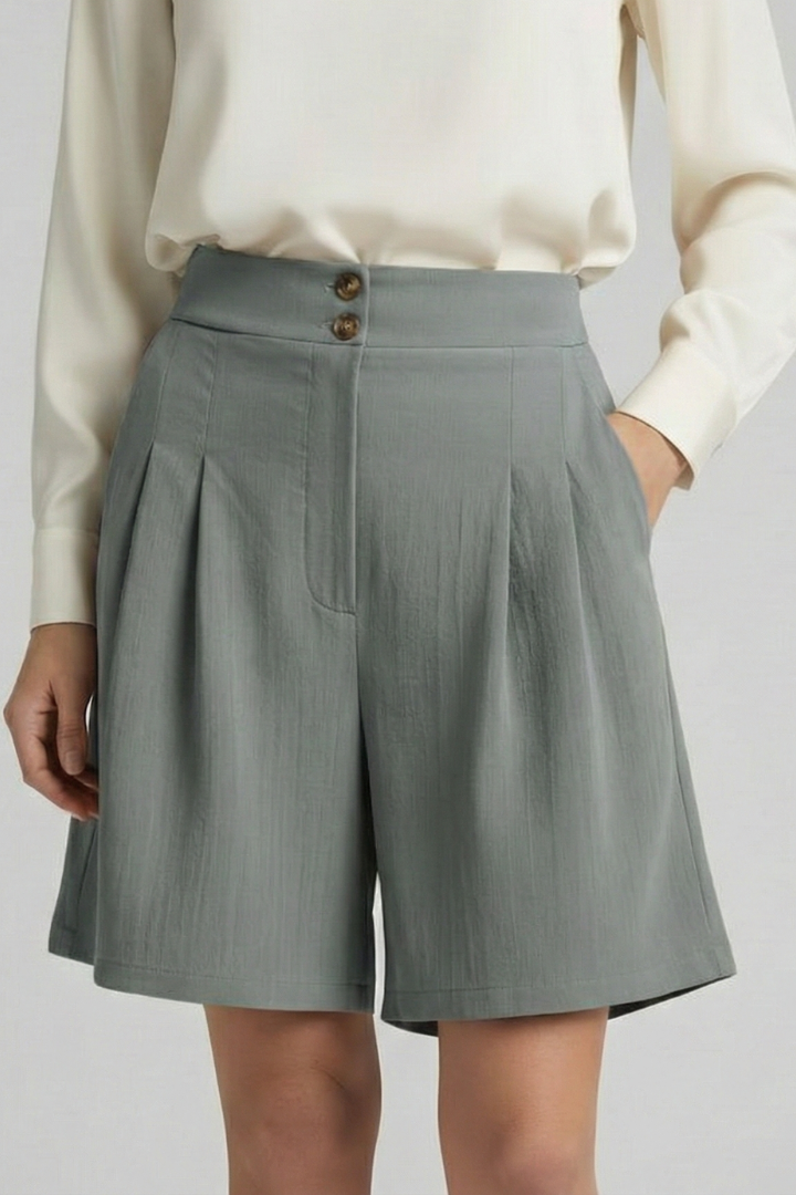 Isabella Damen High-Waist Shorts Falten Maßschnitt