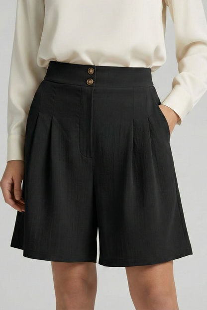 Isabella Damen High-Waist Shorts Falten Maßschnitt