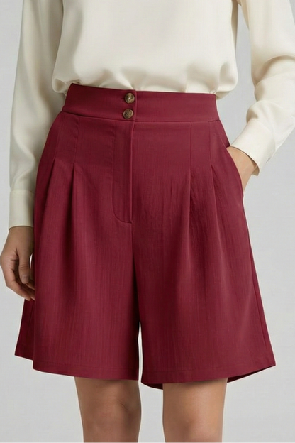 Isabella Damen High-Waist Shorts Falten Maßschnitt