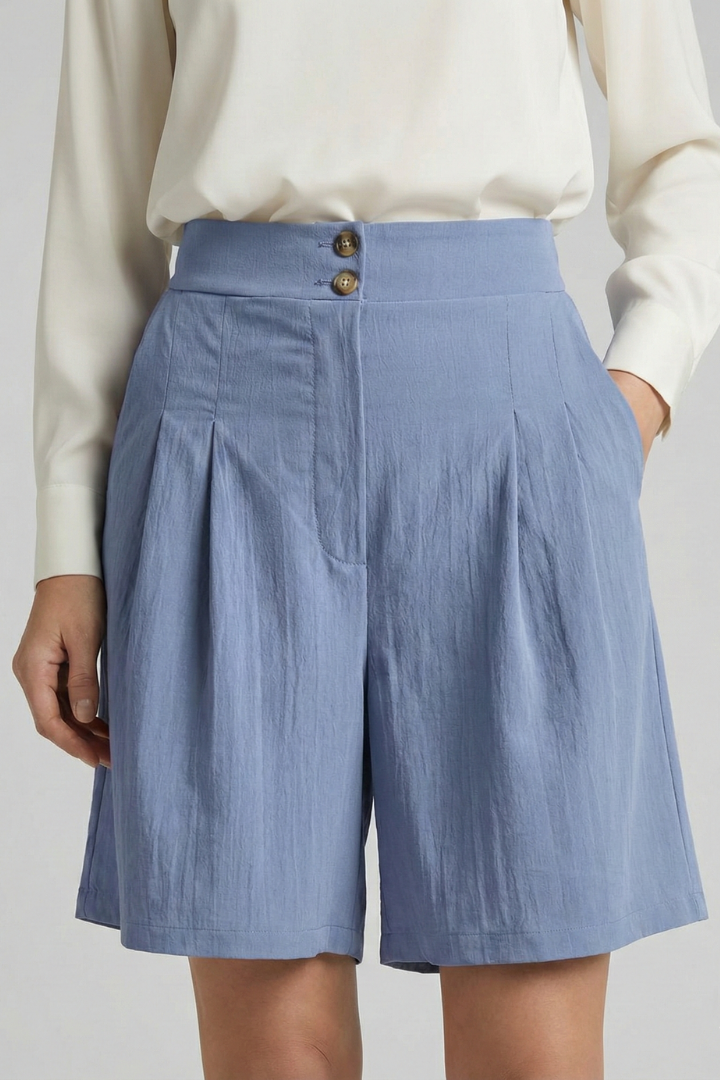 Isabella Damen High-Waist Shorts Falten Maßschnitt