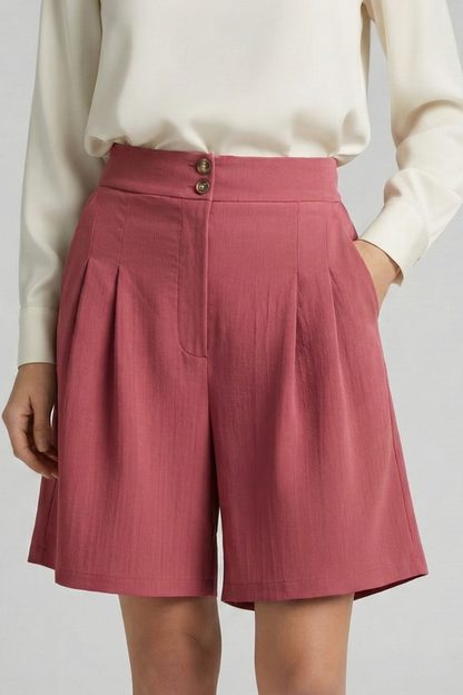 Isabella Damen High-Waist Shorts Falten Maßschnitt