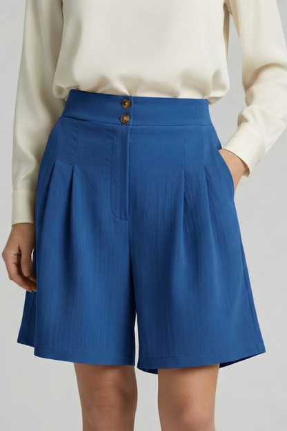 Isabella Damen High-Waist Shorts Falten Maßschnitt