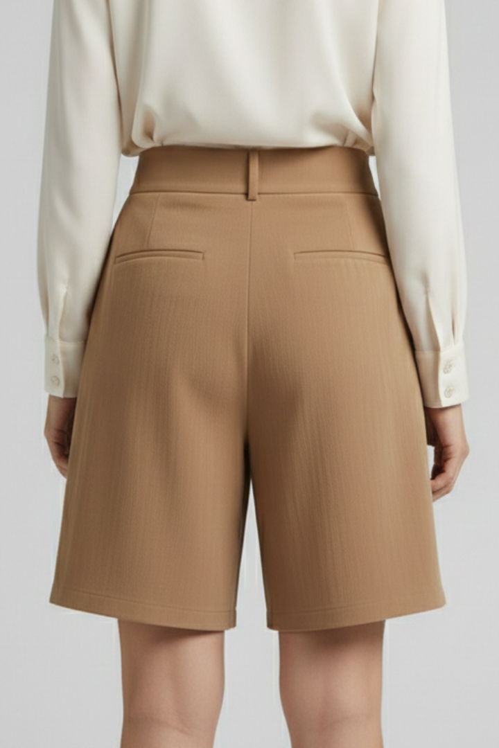 Isabella Damen High-Waist Shorts Falten Maßschnitt