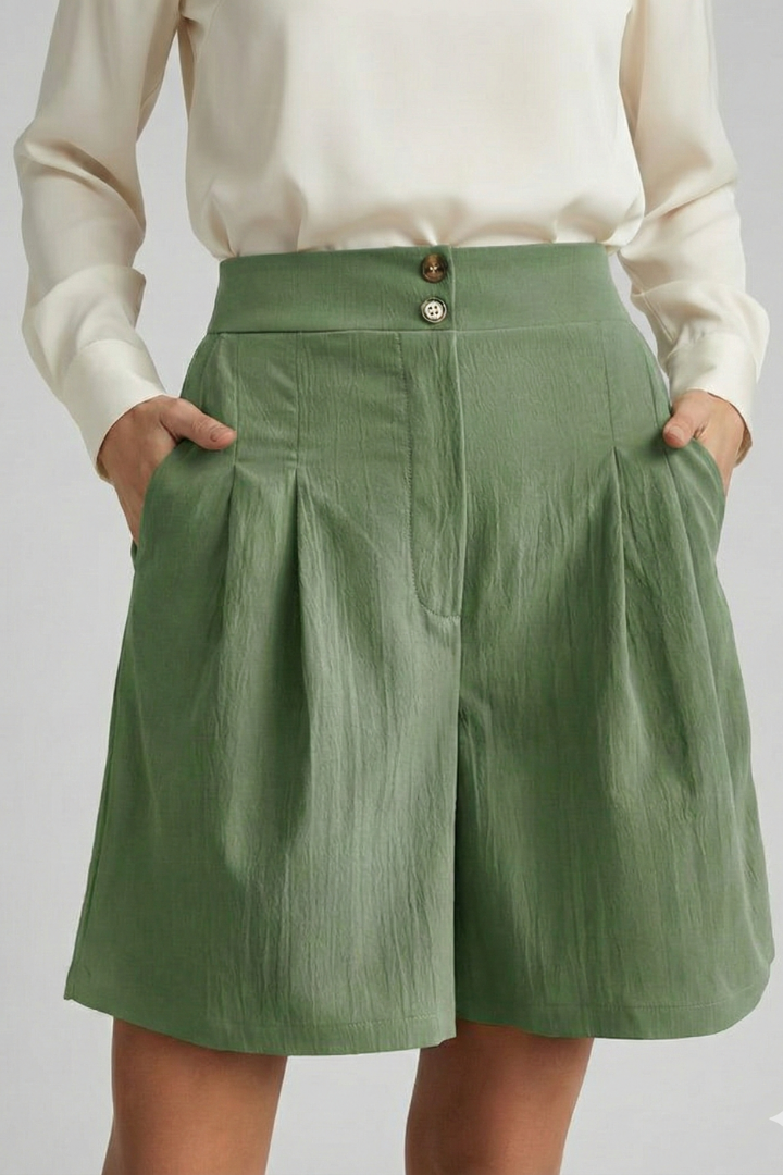Isabella Damen High-Waist Shorts Falten Maßschnitt