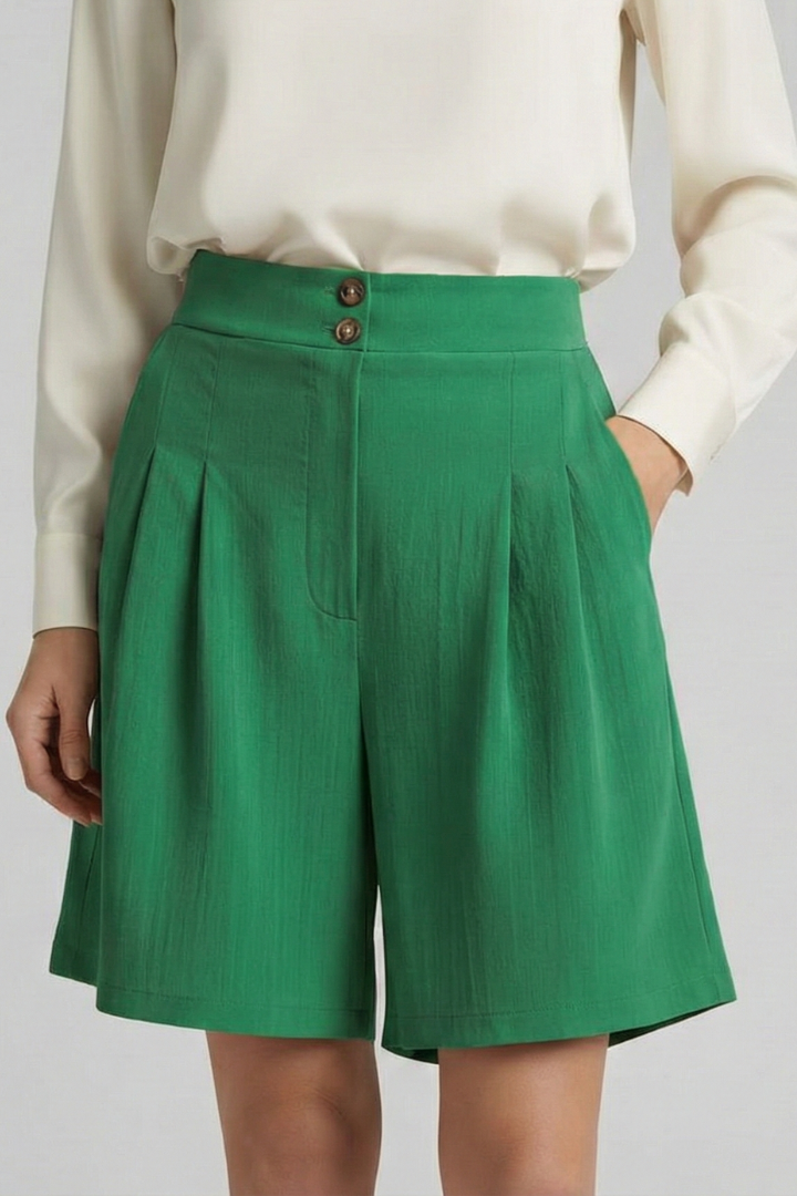 Isabella Damen High-Waist Shorts Falten Maßschnitt