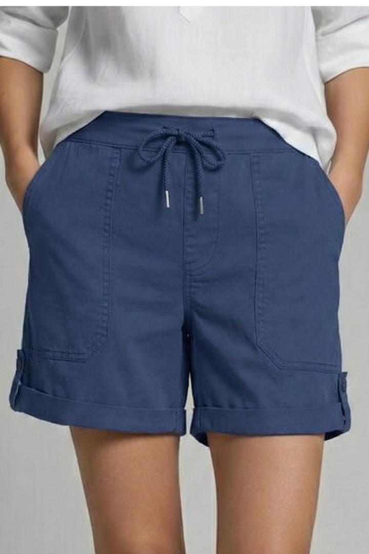 Damen Shorts Kordelzug Taschen Beige