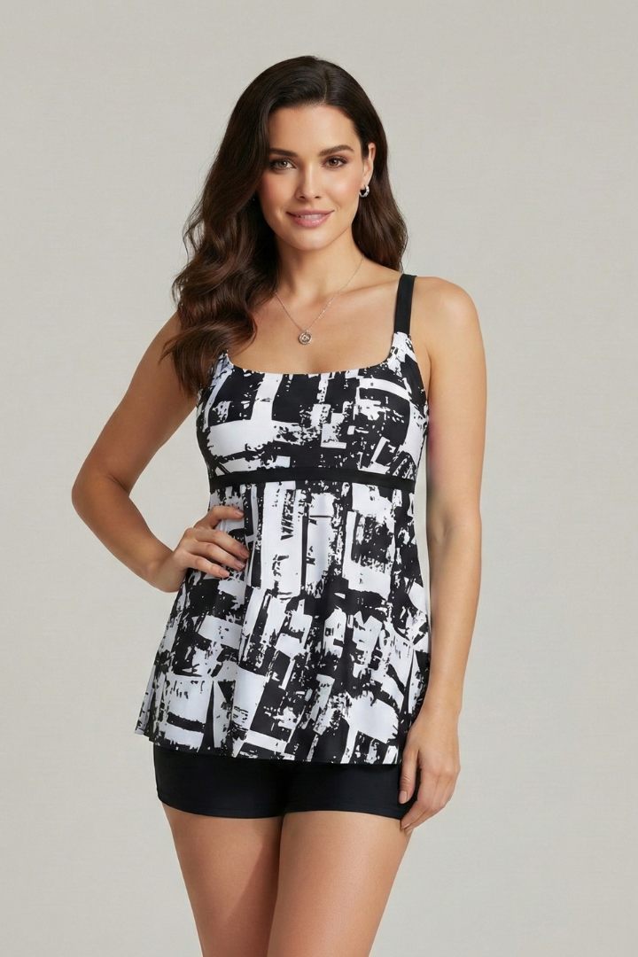 Damen Tankini-Set Gestreift Badeshorts
