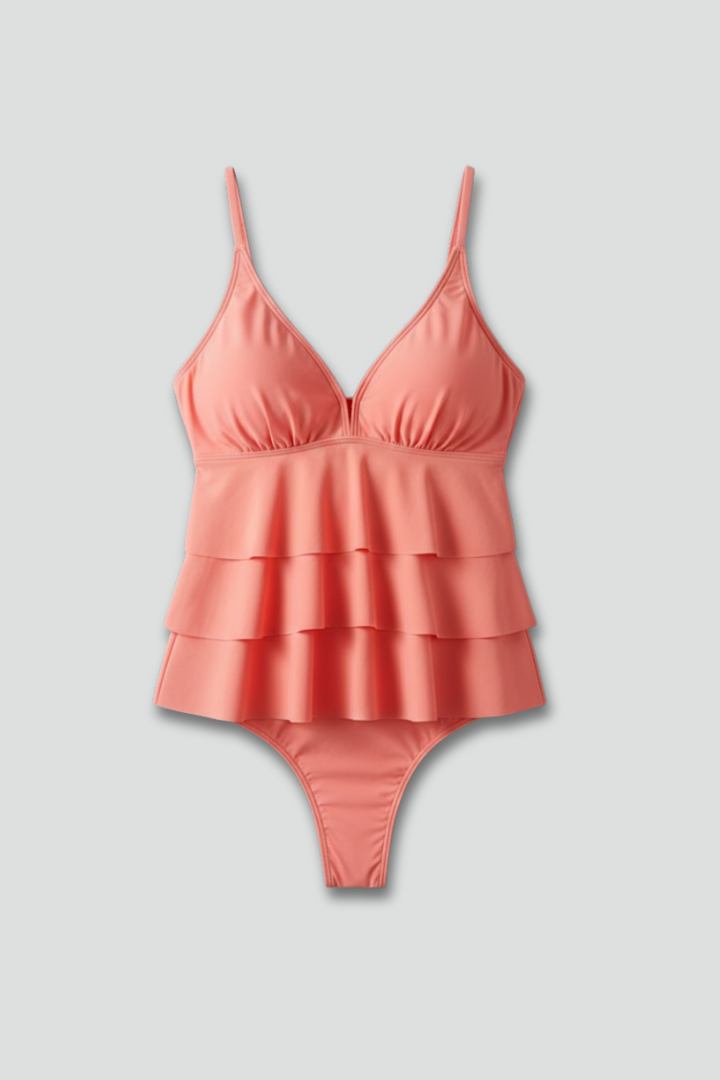 Damen Tankini-Set mit Rüschen V-Ausschnitt - Eveloria
