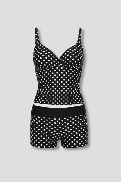 Damen Tankini-Set mit Polka-Dots und Shorts - Eveloria
