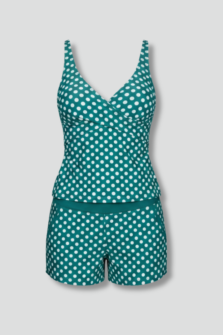 Damen Tankini-Set Polka-Dots mit Shorts - Eveloria