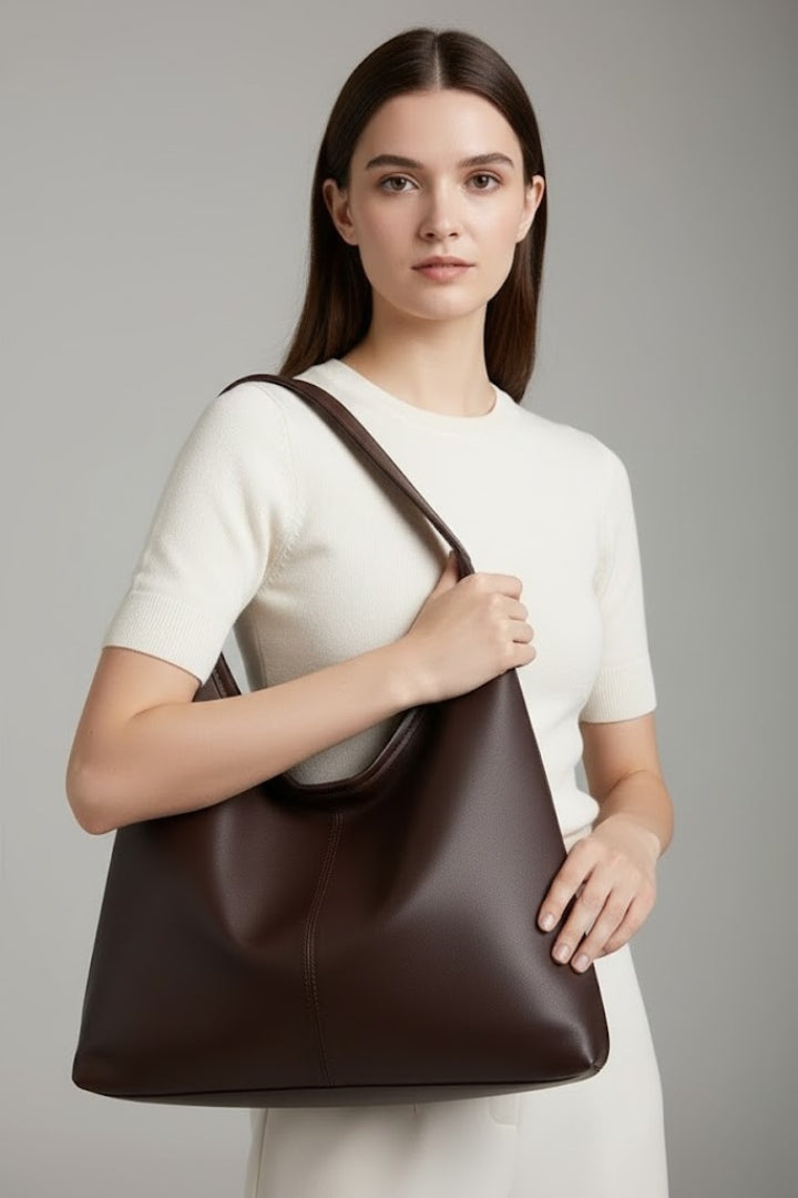 Damen Klassische Tote Tasche Kunstleder Große Innentasche