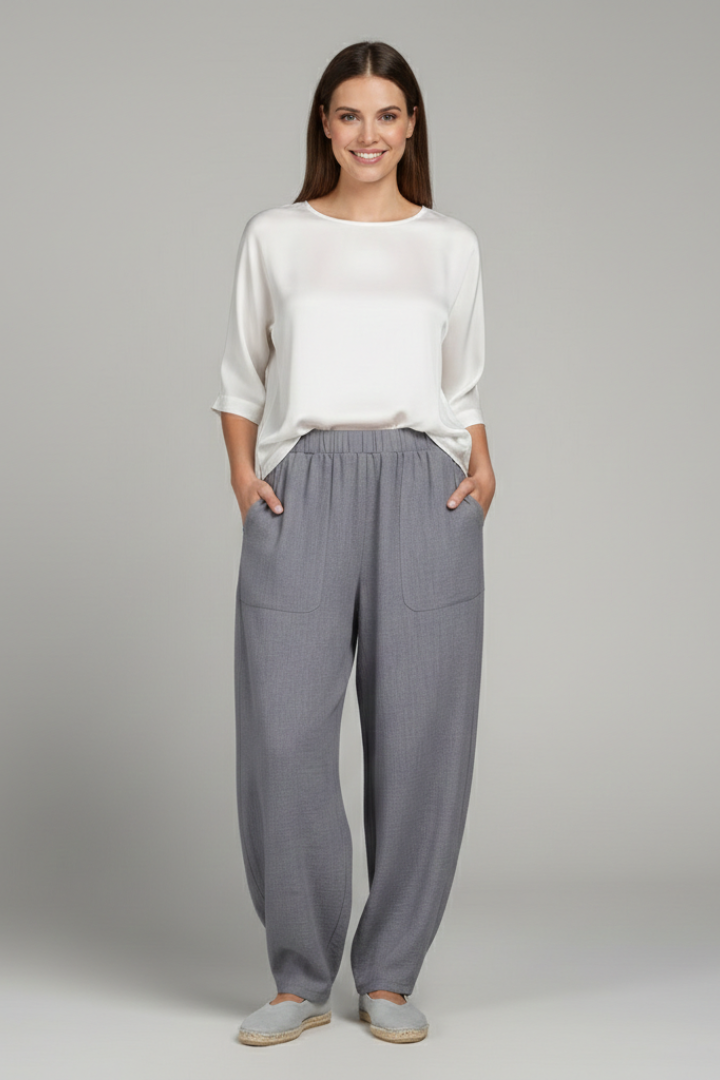 Damenhose Elastischer Bund Seitentaschen