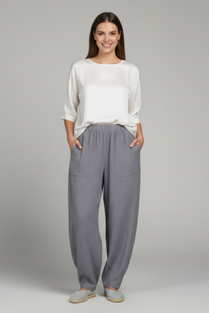 Damenhose Elastischer Bund Seitentaschen