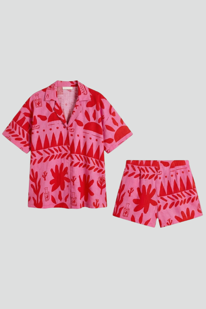 Damen Zweiteiliges Set Bedruckte Shorts - Eveloria