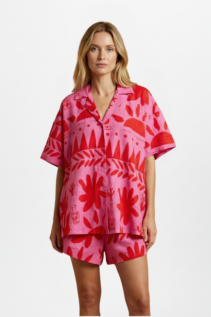 Damen Zweiteiliges Set Bedruckte Shorts