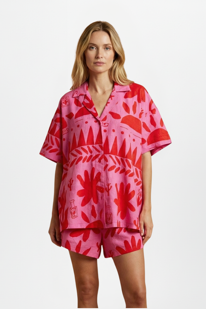Damen Zweiteiliges Set Bedruckte Shorts