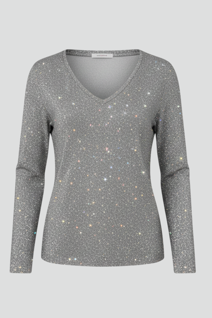 Damen Paillettenpullover V-Ausschnitt Länge Mit langen Ärmeln - Eveloria