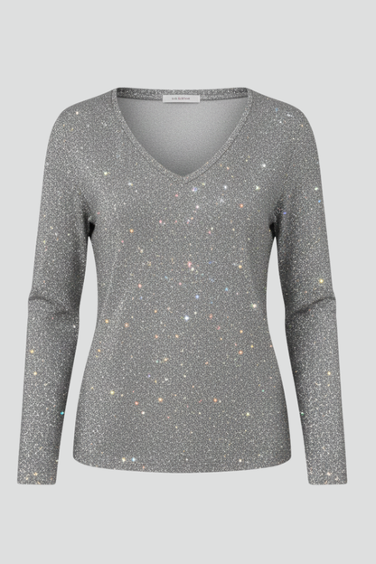 Damen Paillettenpullover V-Ausschnitt Länge Mit langen Ärmeln - Eveloria