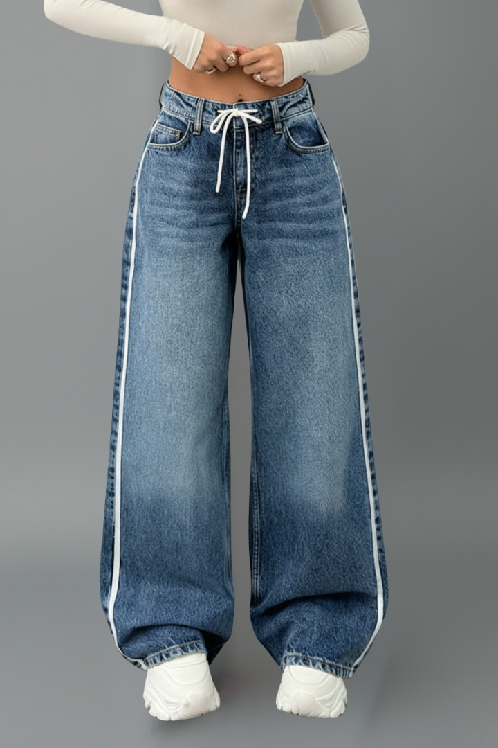 Damen Relaxed Wide-Leg Jeans Denim Blau
