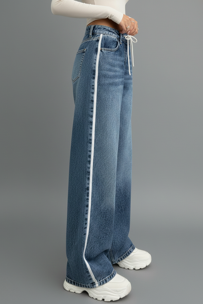 Damen Relaxed Wide-Leg Jeans Denim Blau