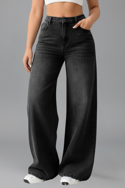 Damen High-Rise Wide-Leg Jeans Denim Blau
