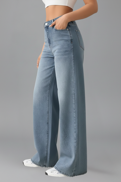 Damen High-Rise Wide-Leg Jeans Denim Blau