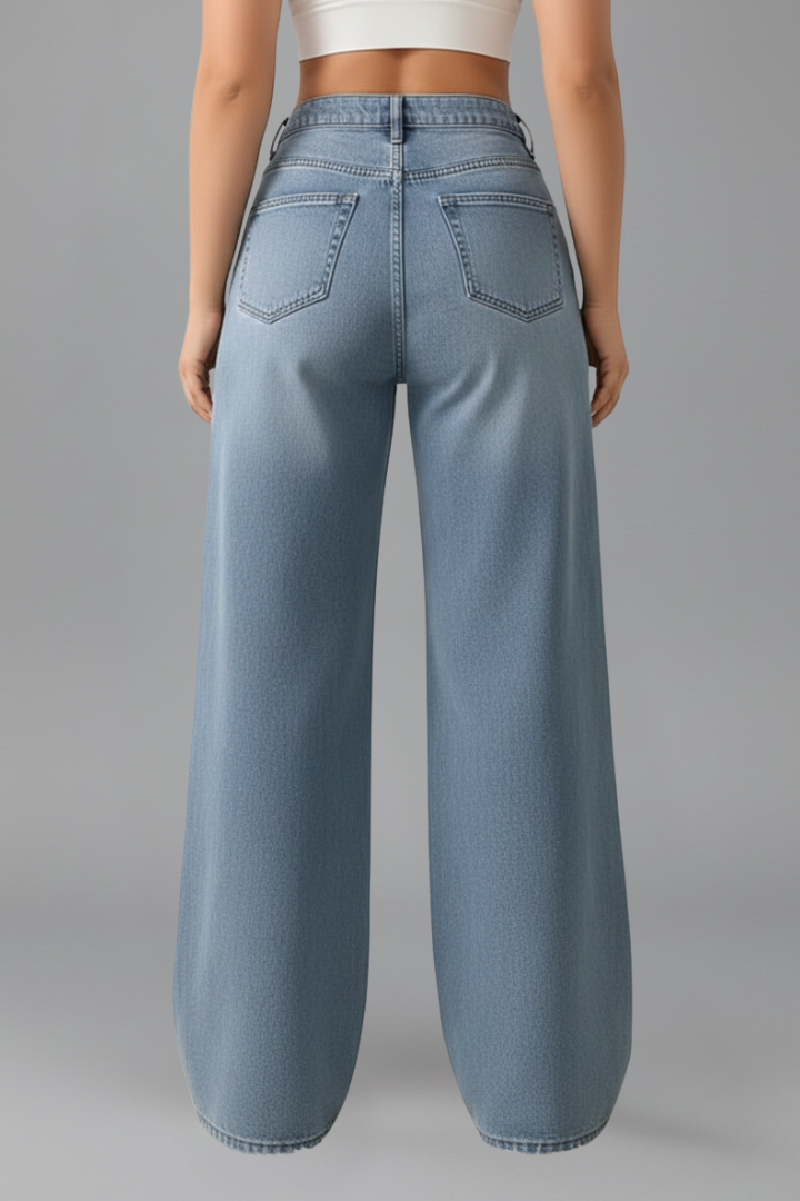 Damen High-Rise Wide-Leg Jeans Denim Blau