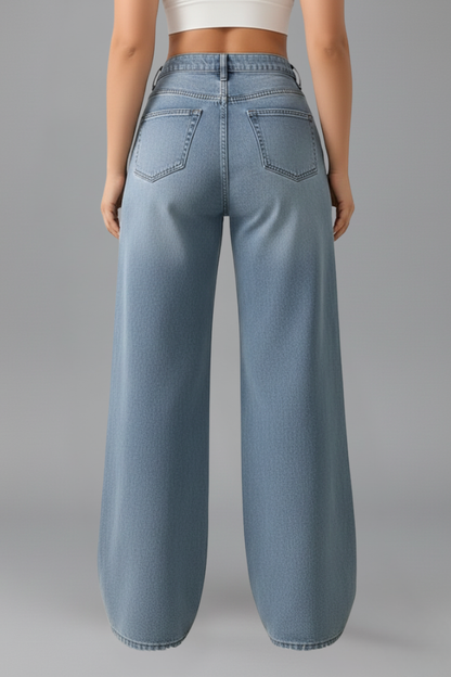 Damen High-Rise Wide-Leg Jeans Denim Blau