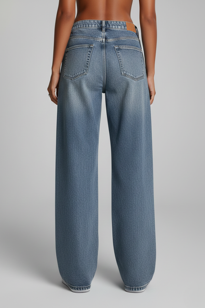 Damen Relaxed Fit Wide-Leg Jeans Denim Blau