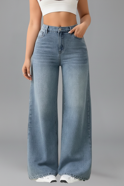 Damen High-Rise Wide-Leg Jeans Denim Blau