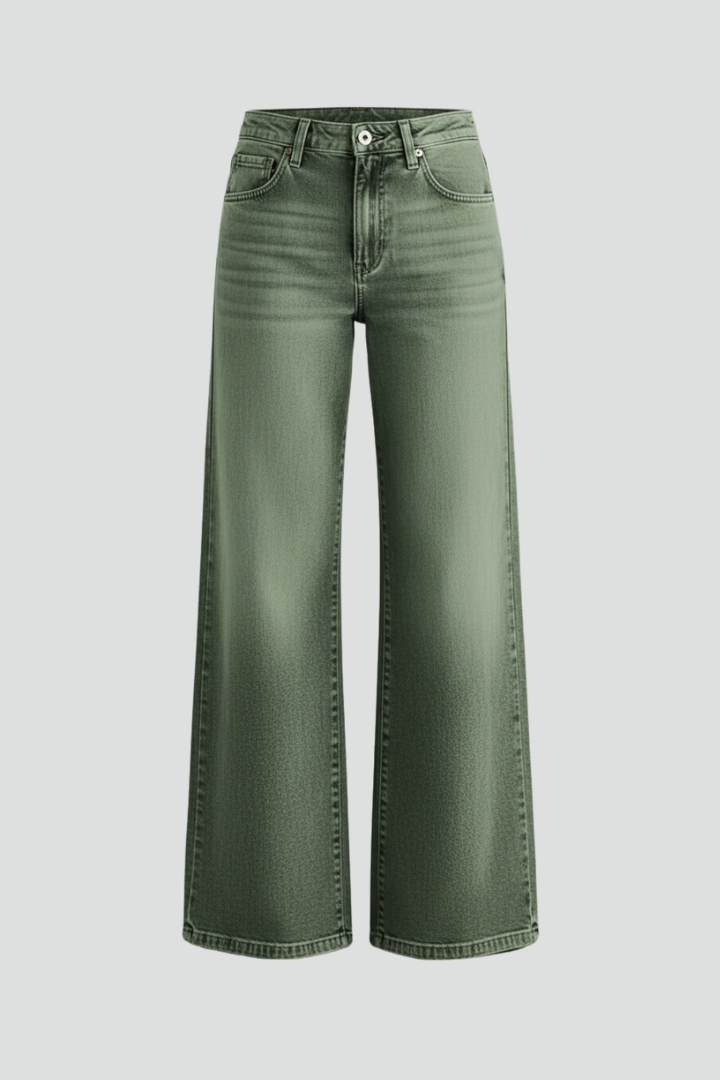 Damen High-Rise Wide-Leg Jeans Denim Blau - Eveloria