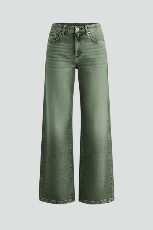 Damen High-Rise Wide-Leg Jeans Denim Blau - Eveloria